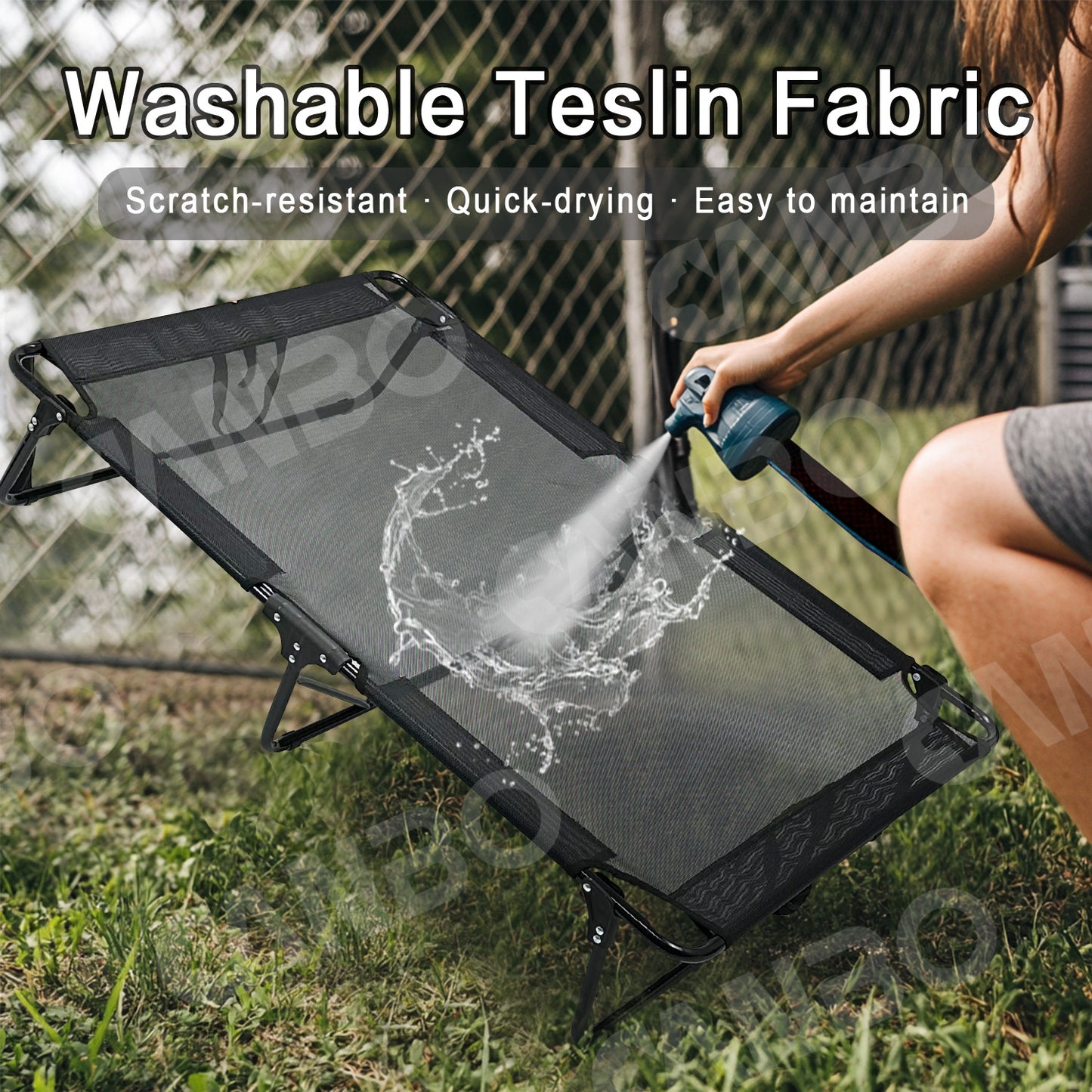 Foldable Elevated Dog Bed | Heavy Duty Waterproof Pet Bed for Medium & Large Dogs | Easy to Assemble, Portable Pet Cot for Outdoor & Indoor Use