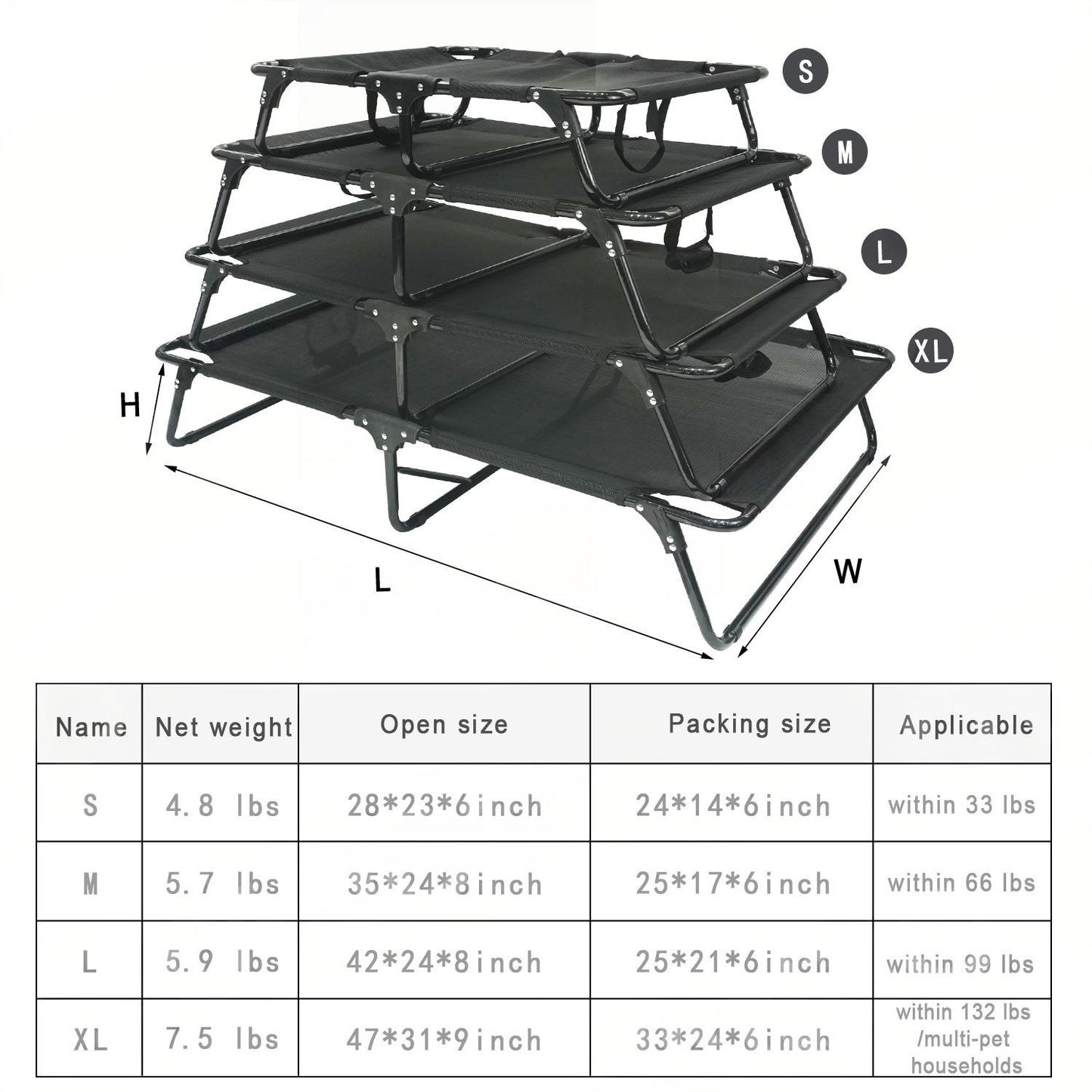 Foldable Elevated Dog Bed | Heavy Duty Waterproof Pet Bed for Medium & Large Dogs | Easy to Assemble, Portable Pet Cot for Outdoor & Indoor Use