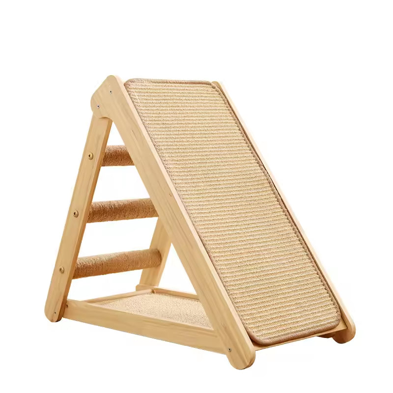 Durable Solid Wood Cat Scratcher & Bed Combo | Foldable Cat Climbing Frame with Sisal Mat | Space-Saving Cat Tree & Play Tower for Cats