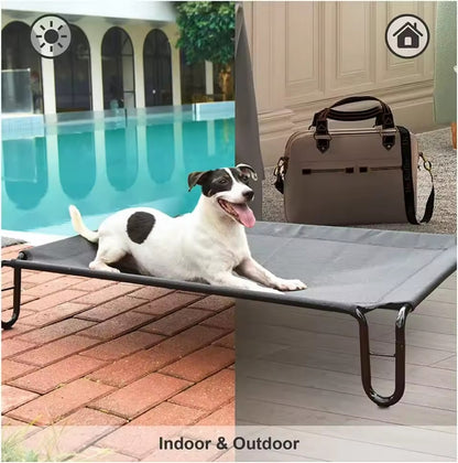 Outdoor Elevated Dog Bed | Waterproof & Chew-Resistant Pet Cot | Detachable Iron Frame with Teslin Mesh | Raised Cooling Dog Cot for Small, Medium & Large Dogs