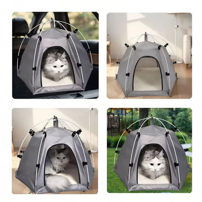 Cozy Winter Cat Tent Bed | Oxford Fabric Semi-Enclosed Indoor Pet House with Removable Cushion | Warm & Durable Pet Shelter for Cats & Small Dogs