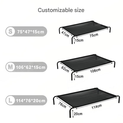 Four-Season Elevated Dog Bed | Chew-Resistant, Breathable & Washable Raised Pet Cot for Large Dogs | Waterproof & Anti-Slip Outdoor Pet Bed