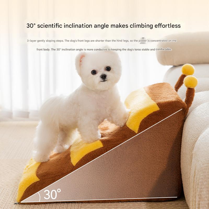 Cute Bee & Bunny Pet Stairs | Wave Design Pet Ramp for Small Dogs, Senior Pets & Cats | Anti-Slip, Washable, Orthopedic Support