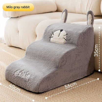 Cute Bee & Bunny Pet Stairs | Wave Design Pet Ramp for Small Dogs, Senior Pets & Cats | Anti-Slip, Washable, Orthopedic Support