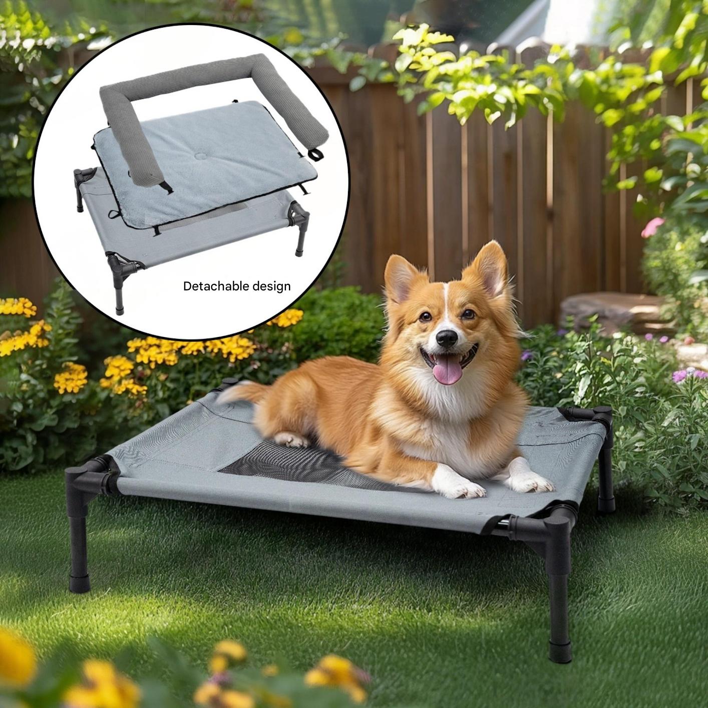 Winter Warmth Elevated Dog Bed with Detachable Pillow | Washable, Waterproof Pet Bed for Cold Weather | Elevated Pet Bed for All Sizes