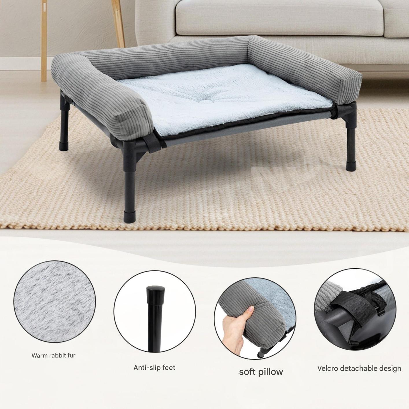 Winter Warmth Elevated Dog Bed with Detachable Pillow | Washable, Waterproof Pet Bed for Cold Weather | Elevated Pet Bed for All Sizes