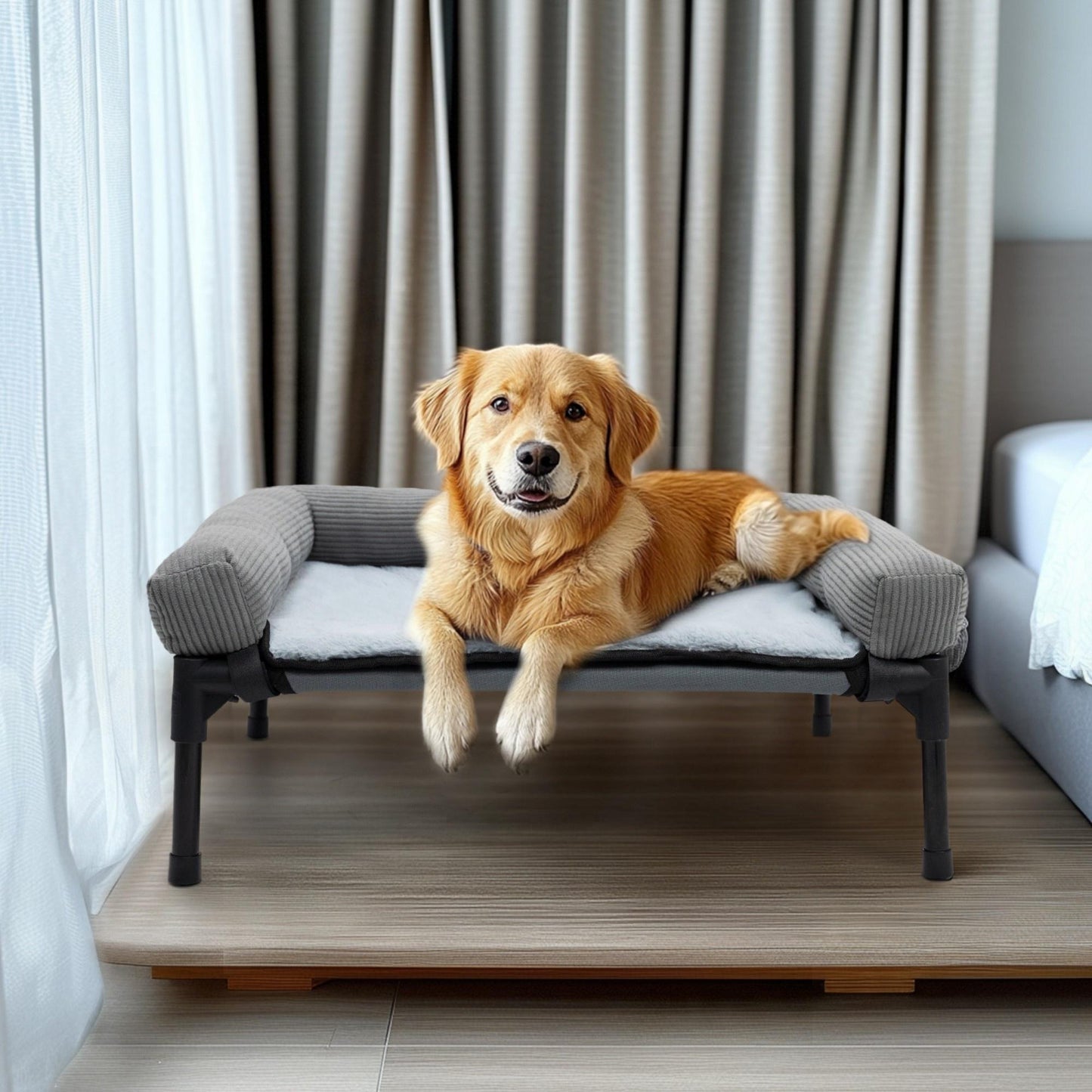 Winter Warmth Elevated Dog Bed with Detachable Pillow | Washable, Waterproof Pet Bed for Cold Weather | Elevated Pet Bed for All Sizes