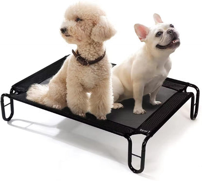 Outdoor Elevated Dog Bed | Waterproof & Chew-Resistant Pet Cot | Detachable Iron Frame with Teslin Mesh | Raised Cooling Dog Cot for Small, Medium & Large Dogs