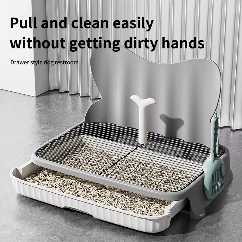 Durable Drawer-Style Dog Toilet with Iron Grid | Easy to Clean, Hygienic Pet Potty Trainer