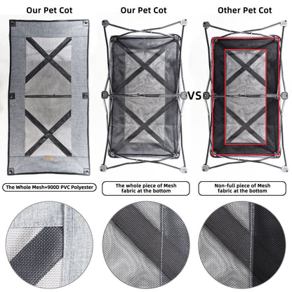 Outdoor Foldable Elevated Dog Bed with Sunshade Tent – Double-Layer Breathable Raised Pet Cot | Portable, Waterproof & Anti-Tear Dog Camping Bed for Medium & Large Dogs