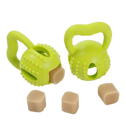 Durable TPR Dog Toy with Pull Ring | Interactive Chew & Treat Dispensing Cheese Ball | Dental Care & IQ Training for Dogs
