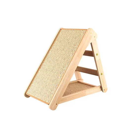 Vertical Sisal Cat Scratcher with Bed | Solid Wood Cat Tree Tower with Hammock & Ramp | Durable Multi-Functional Cat Furniture – Space Saving Design