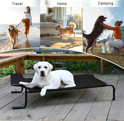 Outdoor & Indoor Elevated Dog Bed | Teslin Breathable Cooling Pet Cot for Medium & Large Dogs | Chew-Resistant, Heavy-Duty & Easy to Clean