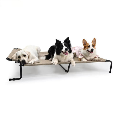 Outdoor & Indoor Elevated Dog Bed | Teslin Breathable Cooling Pet Cot for Medium & Large Dogs | Chew-Resistant, Heavy-Duty & Easy to Clean
