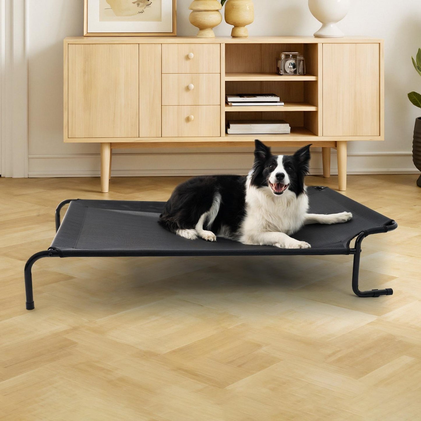 Outdoor & Indoor Elevated Dog Bed | Teslin Breathable Cooling Pet Cot for Medium & Large Dogs | Chew-Resistant, Heavy-Duty & Easy to Clean