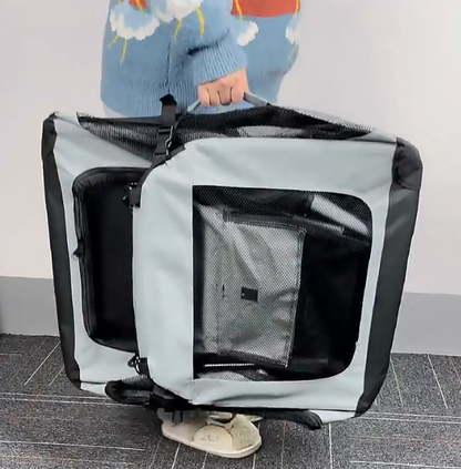 Breathable Foldable Pet Travel Carrier | Large Portable Dog & Cat Crate for Outdoor Trips & Car Use