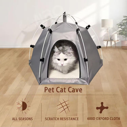 Cozy Winter Cat Tent Bed | Oxford Fabric Semi-Enclosed Indoor Pet House with Removable Cushion | Warm & Durable Pet Shelter for Cats & Small Dogs