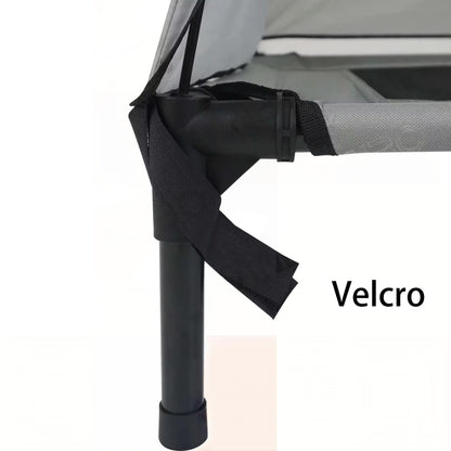 Outdoor Elevated Dog Bed with Sunshade Canopy – Waterproof, Anti-Moisture Tent Dog Bed for Spring &amp; Summer | Raised Pet Cot for Large Dogs, Travel &amp; Camping