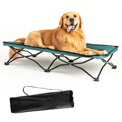 All-Season Elevated Dog Camping Bed | Foldable Breathable Outdoor Pet Cot with Teslin Mesh & Oxford Fabric for Large Dogs
