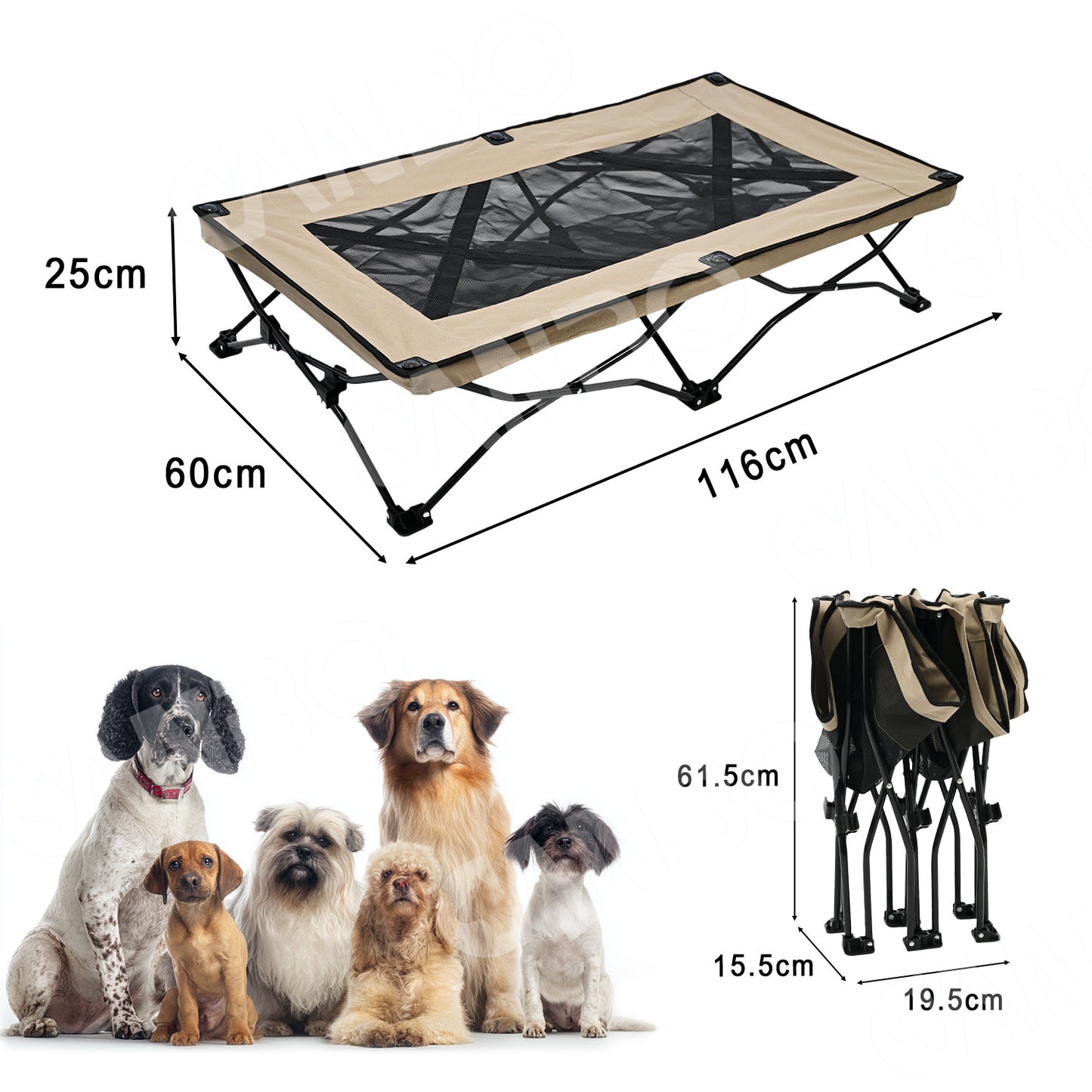 All-Season Elevated Dog Camping Bed | Foldable Breathable Outdoor Pet Cot with Teslin Mesh & Oxford Fabric for Large Dogs