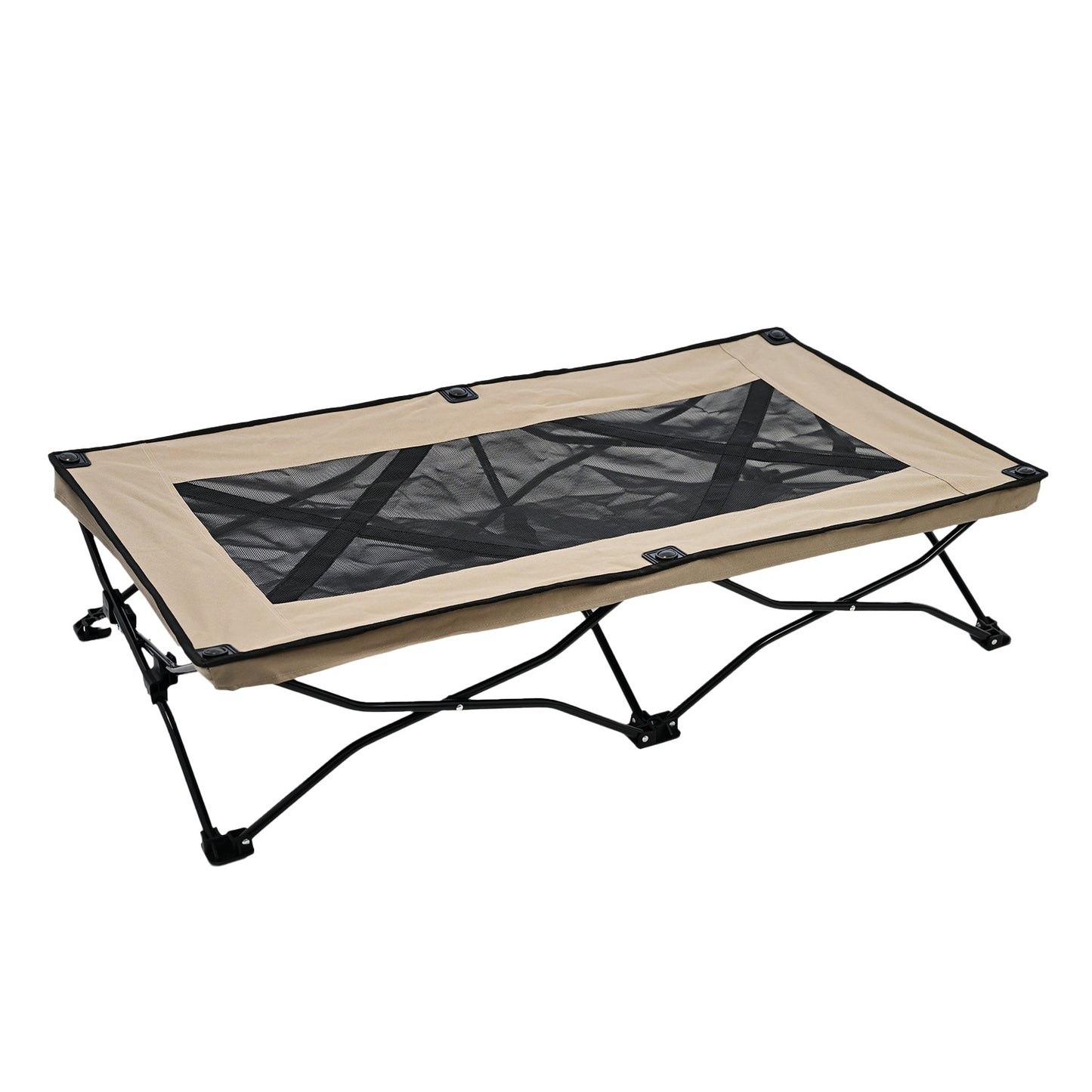 All-Season Elevated Dog Camping Bed | Foldable Breathable Outdoor Pet Cot with Teslin Mesh & Oxford Fabric for Large Dogs