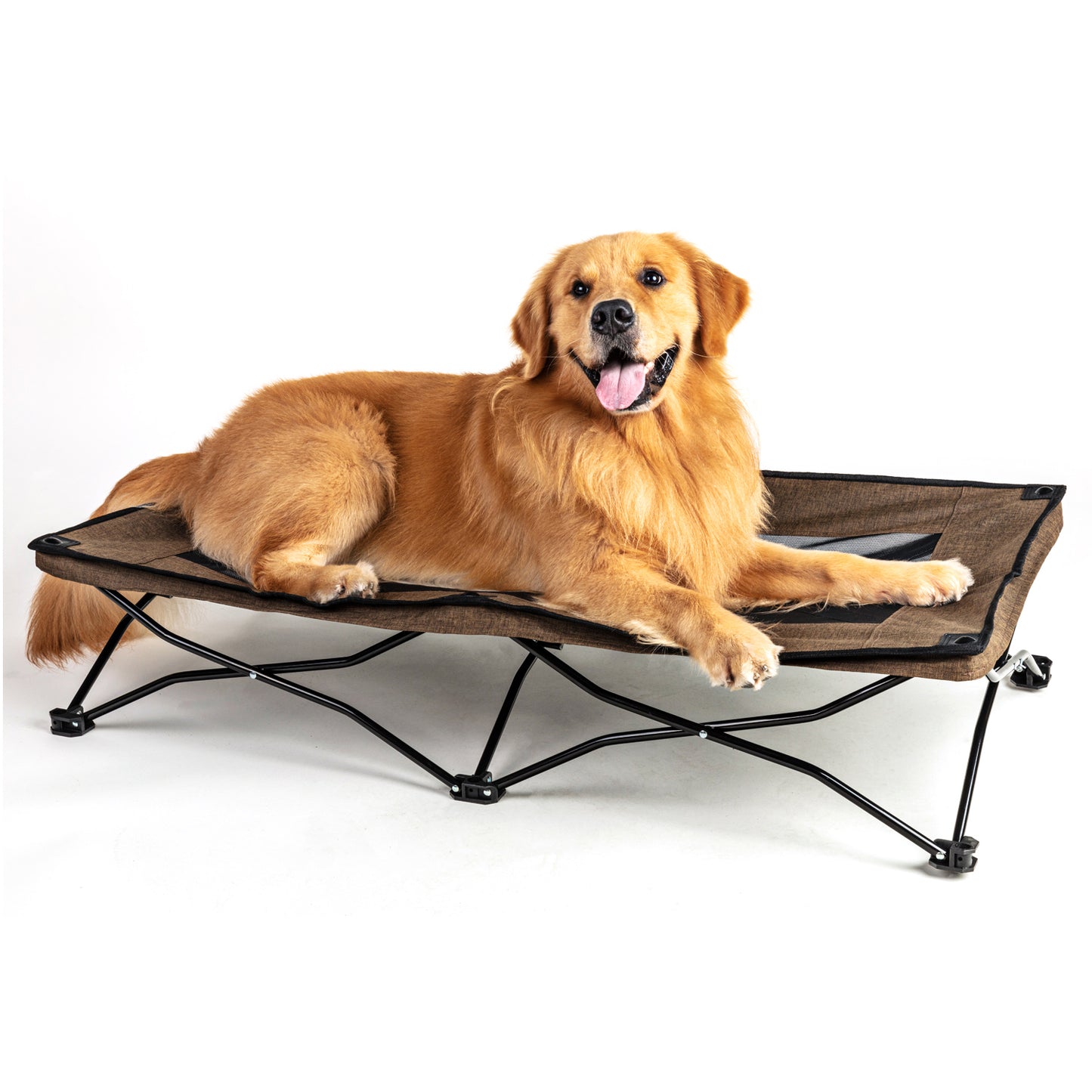 All-Season Elevated Dog Camping Bed | Foldable Breathable Outdoor Pet Cot with Teslin Mesh & Oxford Fabric for Large Dogs
