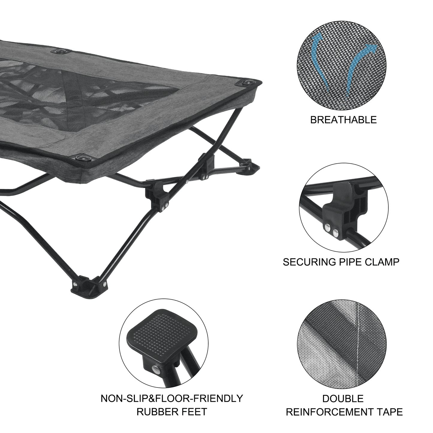 All-Season Elevated Dog Camping Bed | Foldable Breathable Outdoor Pet Cot with Teslin Mesh & Oxford Fabric for Large Dogs