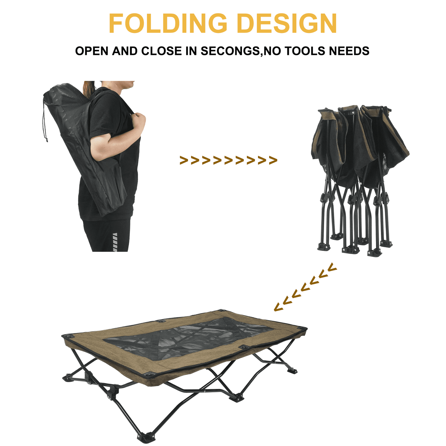 All-Season Elevated Dog Camping Bed | Foldable Breathable Outdoor Pet Cot with Teslin Mesh & Oxford Fabric for Large Dogs