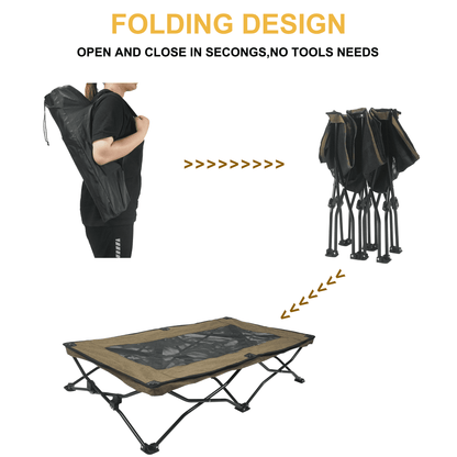 All-Season Elevated Dog Camping Bed | Foldable Breathable Outdoor Pet Cot with Teslin Mesh & Oxford Fabric for Large Dogs