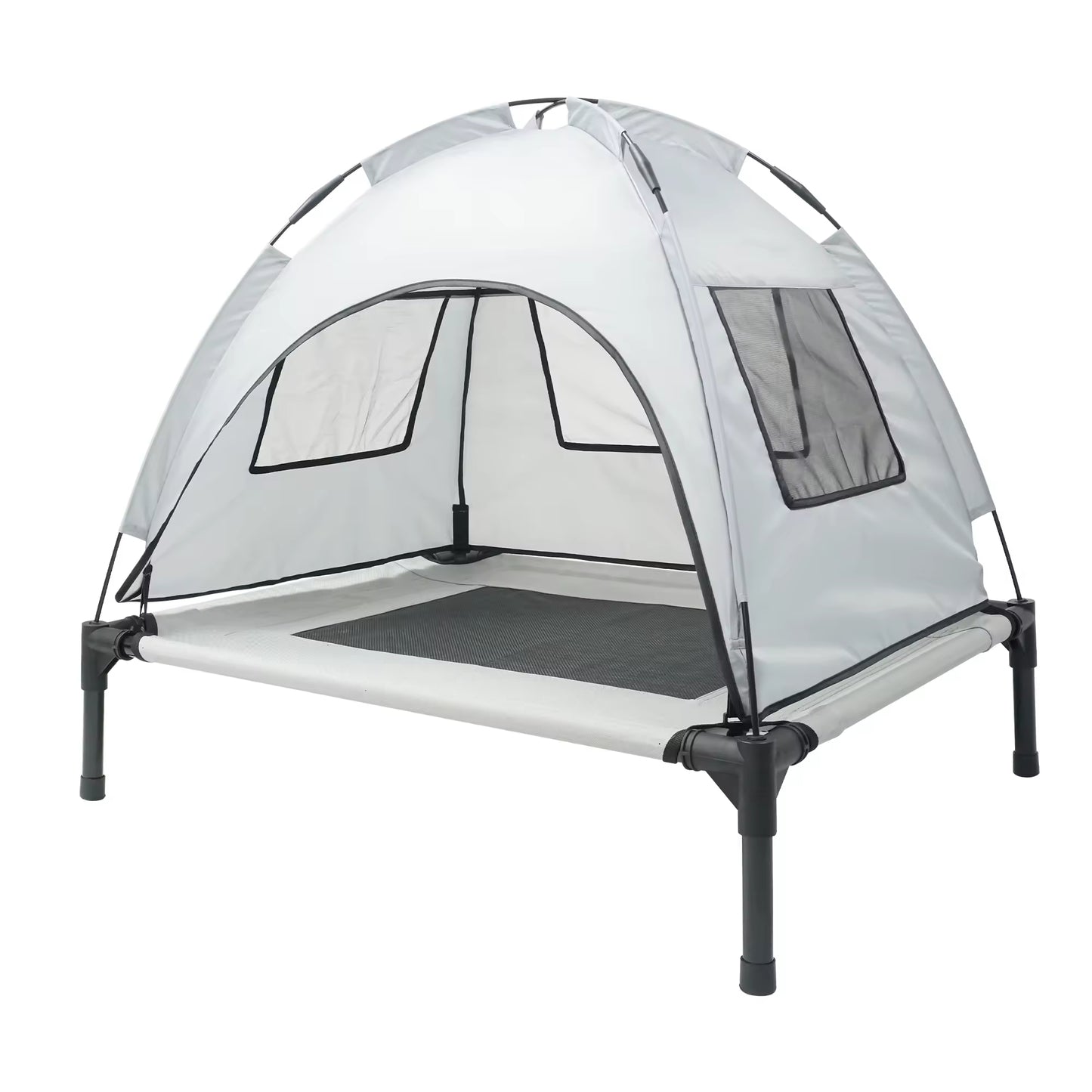 Outdoor Elevated Dog Tent Bed with Canopy  Portable Pet Cot for Camping, Beach & Backyard  Sun Protection & Cooling Dog Cot