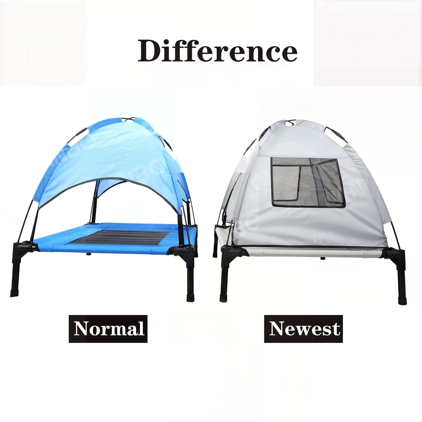 Outdoor Elevated Dog Tent Bed with Canopy  Portable Pet Cot for Camping, Beach & Backyard  Sun Protection & Cooling Dog Cot