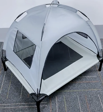 Outdoor Elevated Dog Tent Bed with Canopy  Portable Pet Cot for Camping, Beach & Backyard  Sun Protection & Cooling Dog Cot