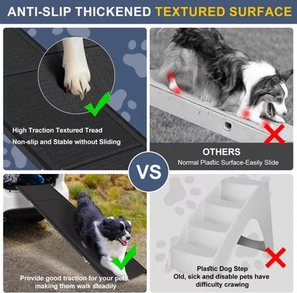Foldable Car Dog Ramp | Anti-Slip Oxford Cloth Pet Ladder | Portable Dog Stairs for Cars, SUVs & Home | Heavy-Duty Pet Ramp up to 150 lbs