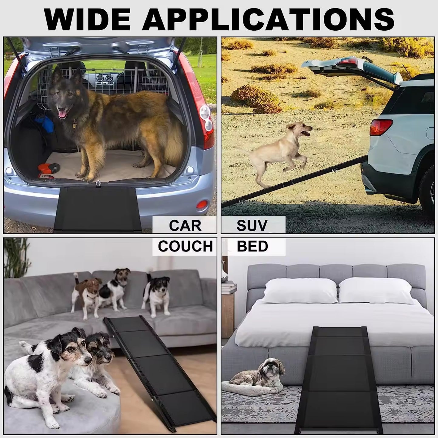 Foldable Car Dog Ramp | Anti-Slip Oxford Cloth Pet Ladder | Portable Dog Stairs for Cars, SUVs & Home | Heavy-Duty Pet Ramp up to 150 lbs