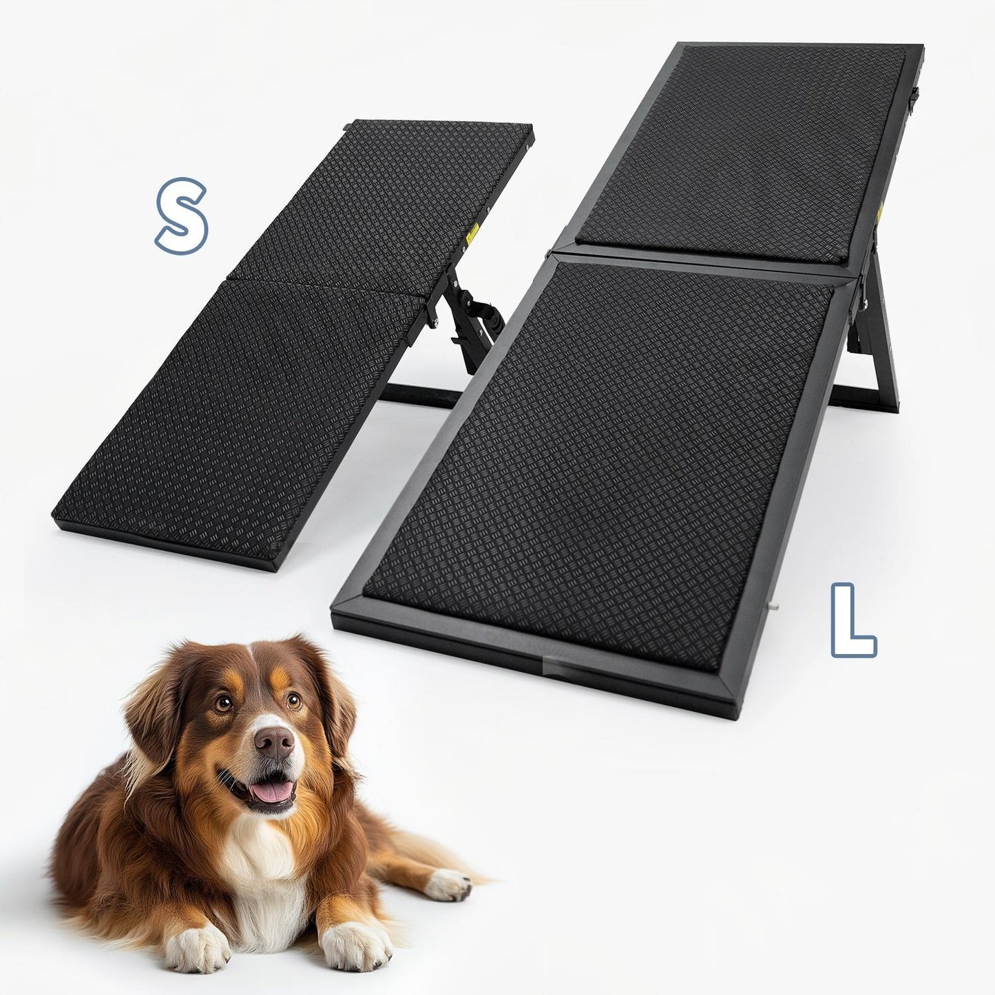 Foldable Dog Ramp for Small Dogs & Elderly Pets – Non-Slip, Adjustable Pet Stairs with Oxford Fabric and Memory Foam | Easy to Use, Portable, No Assembly Required