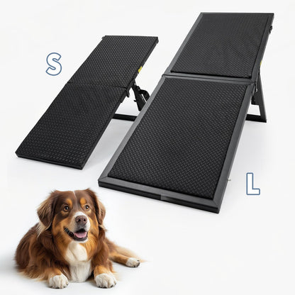 Foldable Dog Ramp for Small Dogs & Elderly Pets – Non-Slip, Adjustable Pet Stairs with Oxford Fabric and Memory Foam | Easy to Use, Portable, No Assembly Required