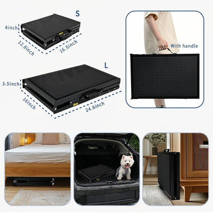 Foldable Dog Ramp for Small Dogs & Elderly Pets – Non-Slip, Adjustable Pet Stairs with Oxford Fabric and Memory Foam | Easy to Use, Portable, No Assembly Required