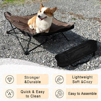Foldable Elevated Dog Bed | Washable Oxford Cloth Pet Cot | Sturdy Iron Frame Dog Lounger for Indoor & Outdoor Use