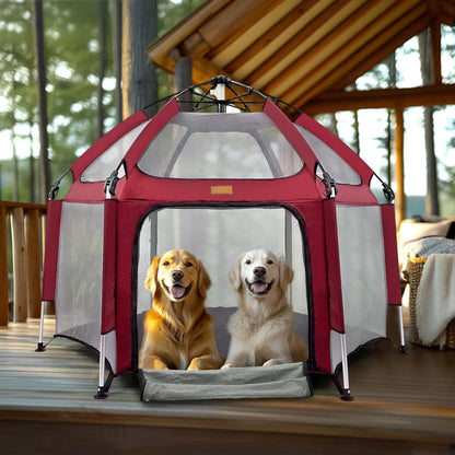 Breathable Customizable Outdoor Quick-Setup Foldable Playpen Tent for Pets & Kids | Portable, Anti-Bite, Visual Dog Tent for Indoor & Outdoor Use