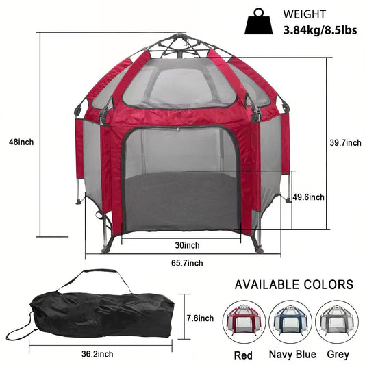 Breathable Customizable Outdoor Quick-Setup Foldable Playpen Tent for Pets & Kids | Portable, Anti-Bite, Visual Dog Tent for Indoor & Outdoor Use