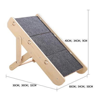 Adjustable & Foldable Wooden Pet Stairs – Durable, Scratch-Resistant 2-in-1 Cat & Dog Climber with Folding Design