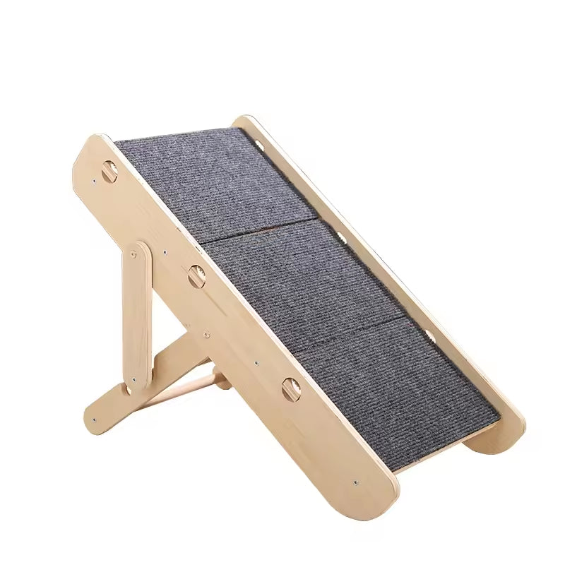 Adjustable & Foldable Wooden Pet Stairs – Durable, Scratch-Resistant 2-in-1 Cat & Dog Climber with Folding Design