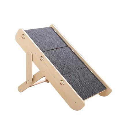 Adjustable & Foldable Wooden Pet Stairs – Durable, Scratch-Resistant 2-in-1 Cat & Dog Climber with Folding Design