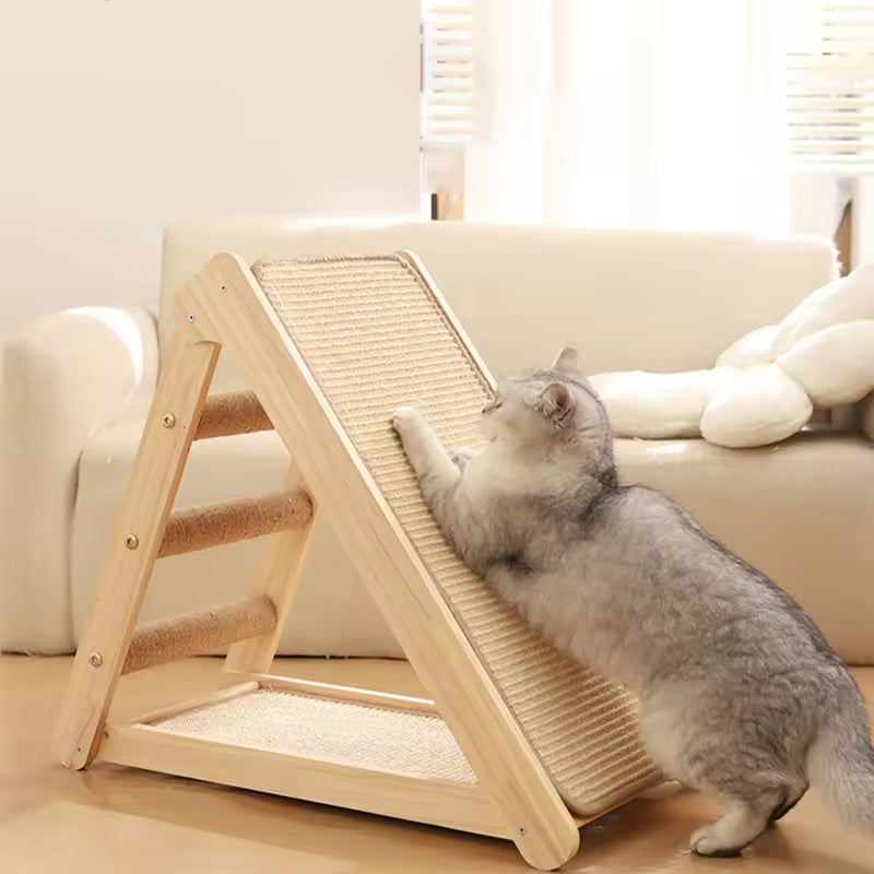 Durable Solid Wood Cat Scratcher & Bed Combo | Foldable Cat Climbing Frame with Sisal Mat | Space-Saving Cat Tree & Play Tower for Cats