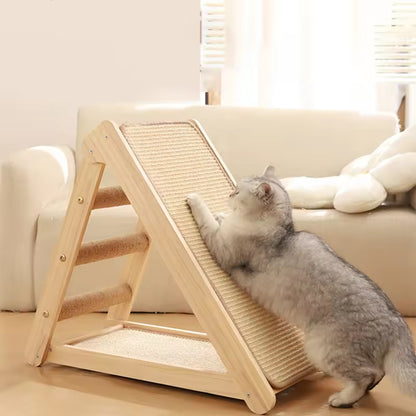 Durable Solid Wood Cat Scratcher & Bed Combo | Foldable Cat Climbing Frame with Sisal Mat | Space-Saving Cat Tree & Play Tower for Cats