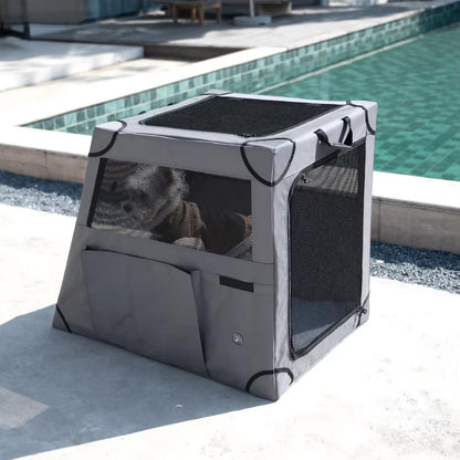 Foldable Car Dog Carrier | Breathable Travel Pet House for Small & Medium Dogs | Portable Indoor Outdoor Pet Crate with Soft Mat