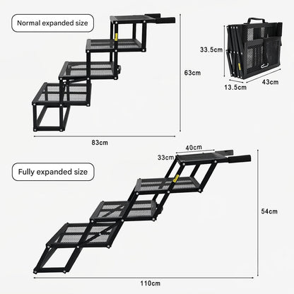 Portable Folding Pet Car Stairs | Adjustable Dog Ramp for SUVs, Cars, & Trucks | Non-Slip & Heavy Duty for Large Dogs