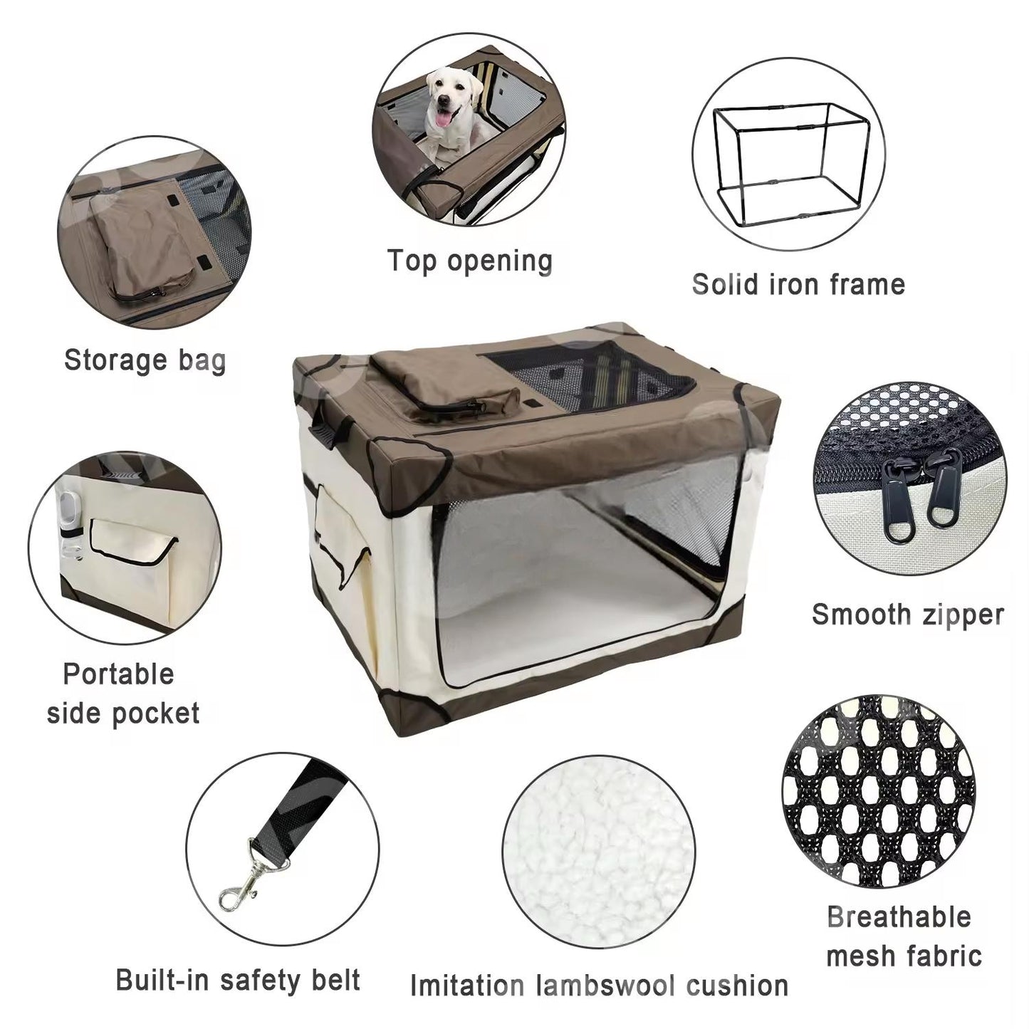 Portable Foldable Pet Travel Crate | Handheld Dog & Cat Carrier | Indoor & Outdoor Pet Cage | Cross-Border Travel Kennel