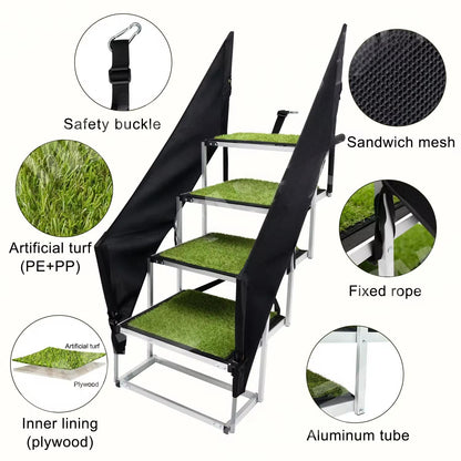 Heavy-Duty Outdoor Pet Ramp with Safety Handrails | Foldable Dog Car Ladder for Large & Medium Dogs – Non-Slip, Portable, Travel-Friendly