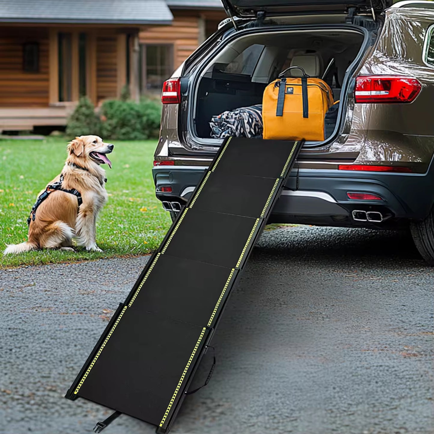 Heavy-Duty Telescopic Dog Car Ramp | Foldable Aluminum Pet Ladder for Cars, SUVs & Trucks | Non-Slip & Portable Design (Up to 70kg)